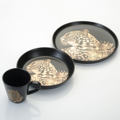 Набор посуды "Леопард" черно-золотого цвета