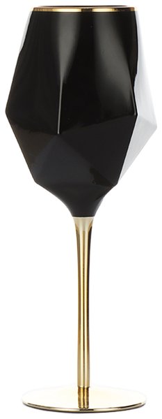 Хрустальный черный бокал "Геометрия" для вина с золотой ножкой