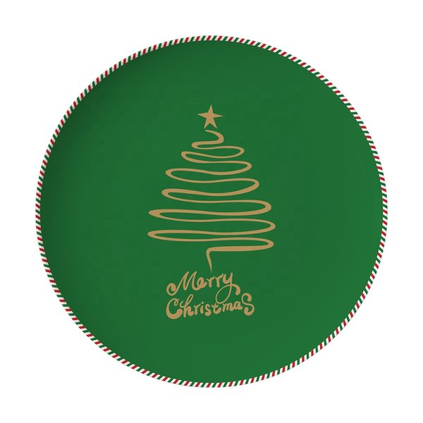Велика обідня тарілка з ялинкою "Merry Christmas" зелена 30,5 см
