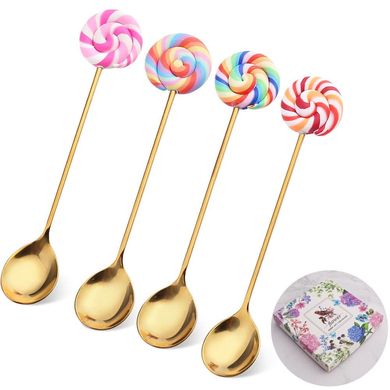 Набор чайных ложечек " Lollipop" золотой 4 шт в коробке