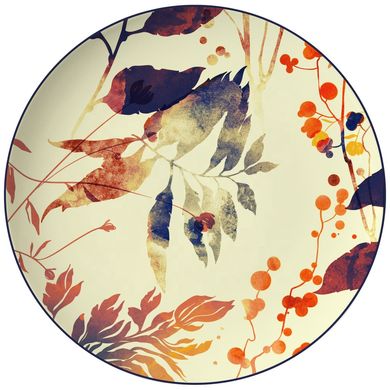 Обеденная желтая тарелка "Осенний лист" из фарфора 26,5 см