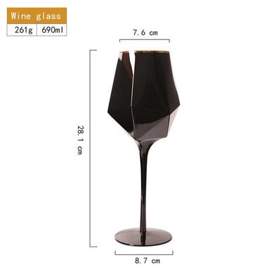 Кришталевий чорний келих "Геометрія" для вина