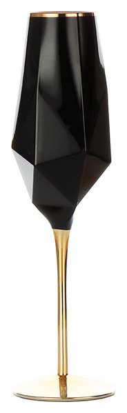 Хрустальный черный бокал "Геометрия" для шампанского с золотой ножкой