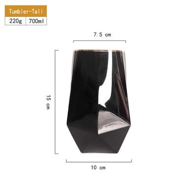 Чорна висока склянка "Геометрія" з кришталю 700 мл
