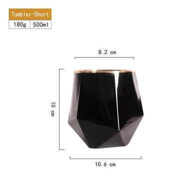 Чорна склянка "Геометрія" із кришталевого скла 500 мл