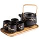 Дизайнерский чайный сервиз "Черный мрамор" с деревянным подносом