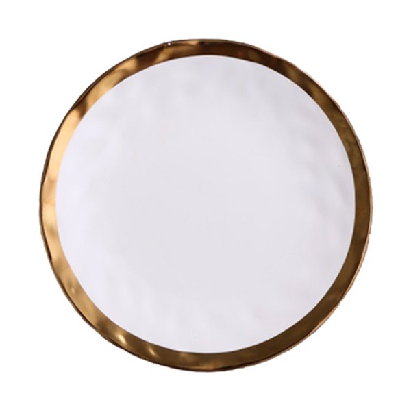 Белая круглая тарелка с золотым ободком 25,5 см