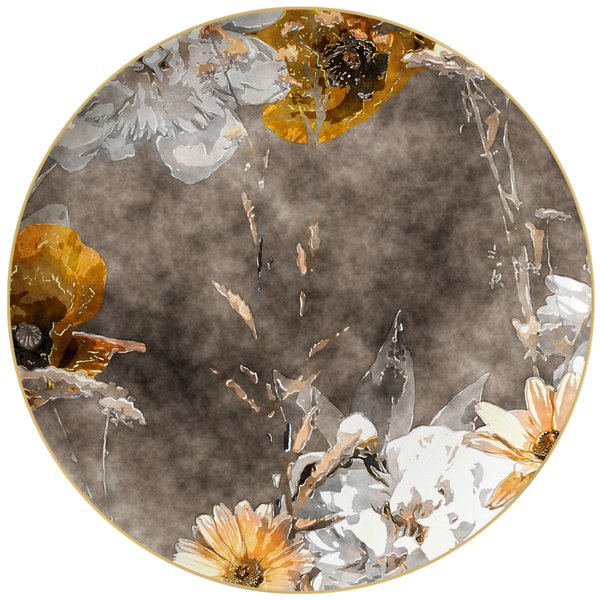 Обідня порцелянова тарілка "Осінні квіти" коричнева 26,5 см