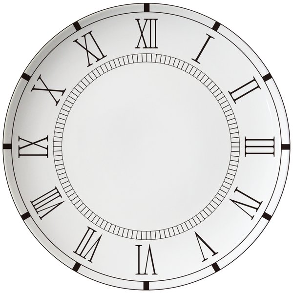 Обеденная фарфоровая тарелка "Время" белая 26,5 см
