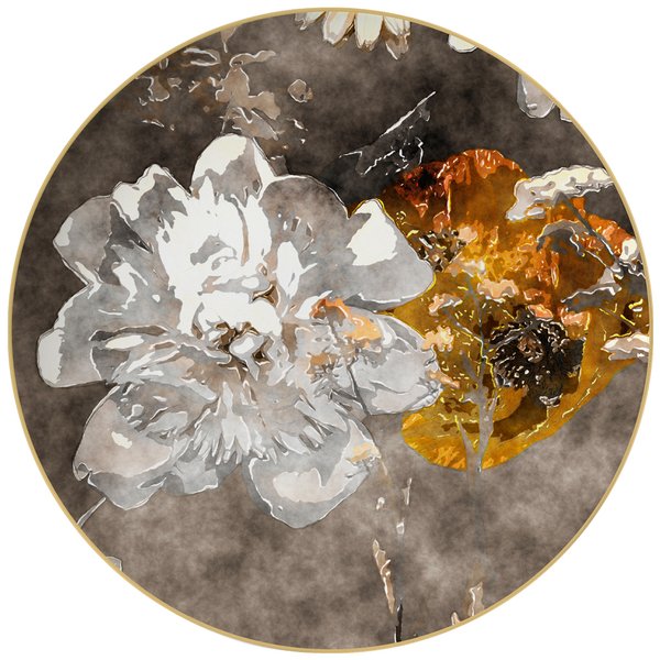 Закусочная плоская тарілка "Осінні квіти" коричнева 16,5 см