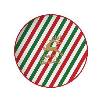 Закусочна тарілка в полоску з оленем "Merry Christmas" 16,5 см